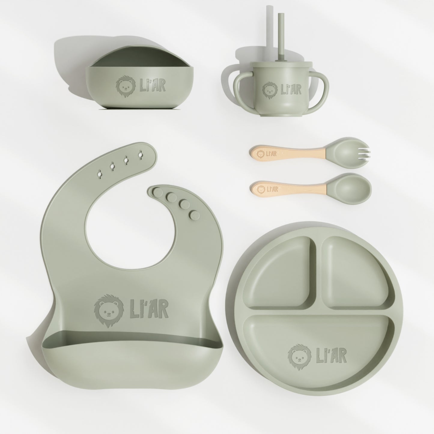 Baby Silikon Geschirr-Set Pistazie