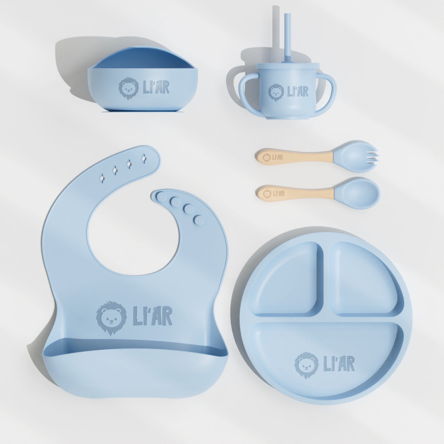 Baby Silikon Geschirr-Set Baby Blau