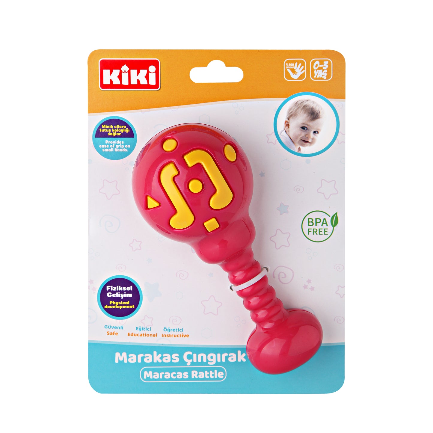 Maracas Rassel Rot mit weichen Griffen für Babys BPA Frei