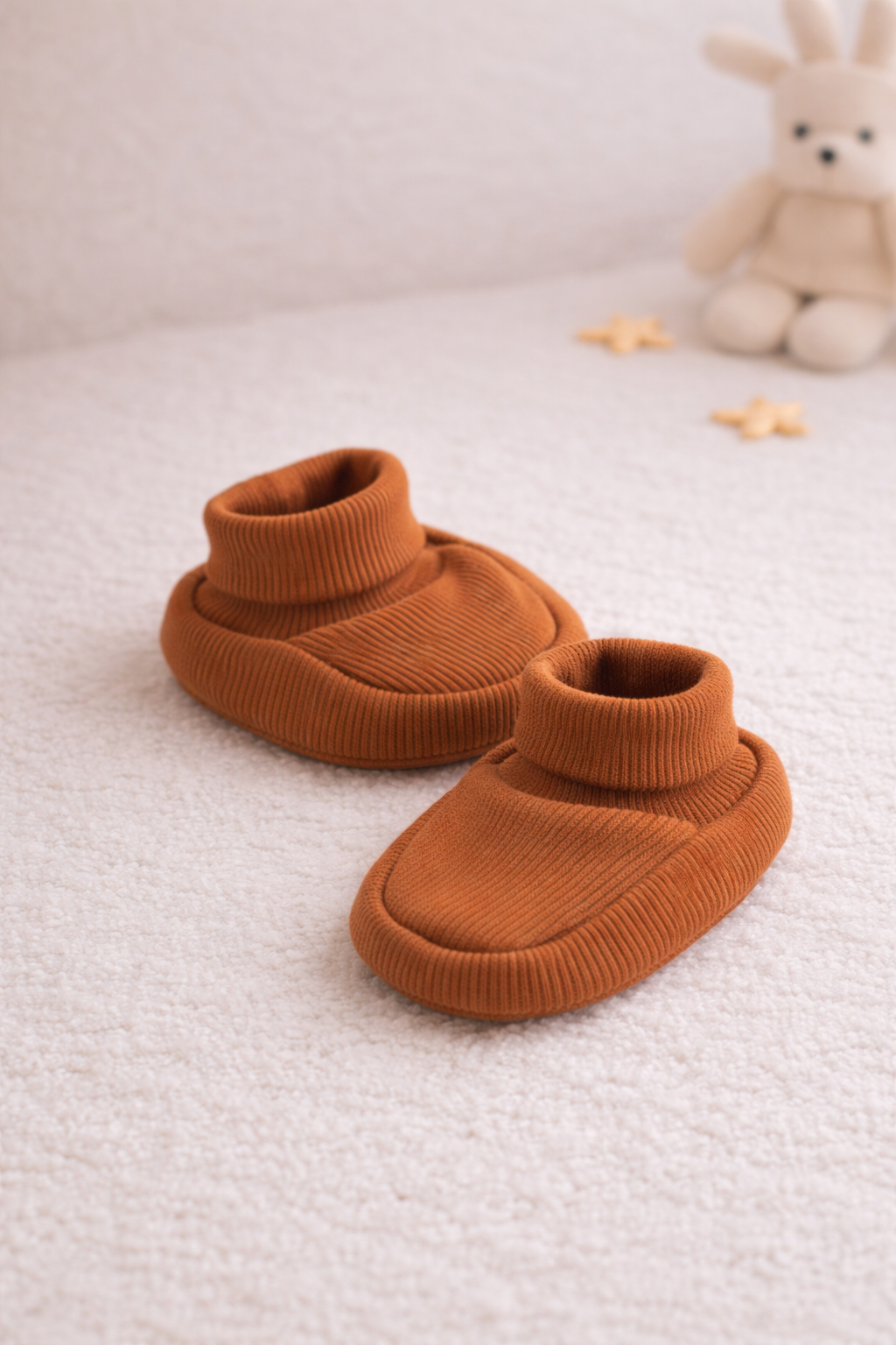 Baby Booties Braun für Neugeborene – bequem & atmungsaktiv