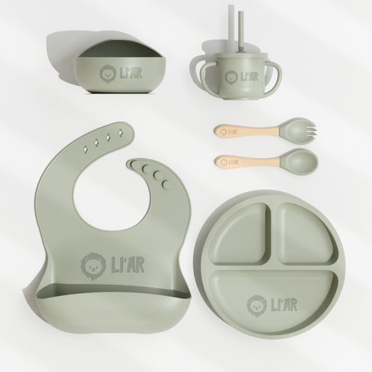 Baby Silikon Geschirr-Set Pistazie