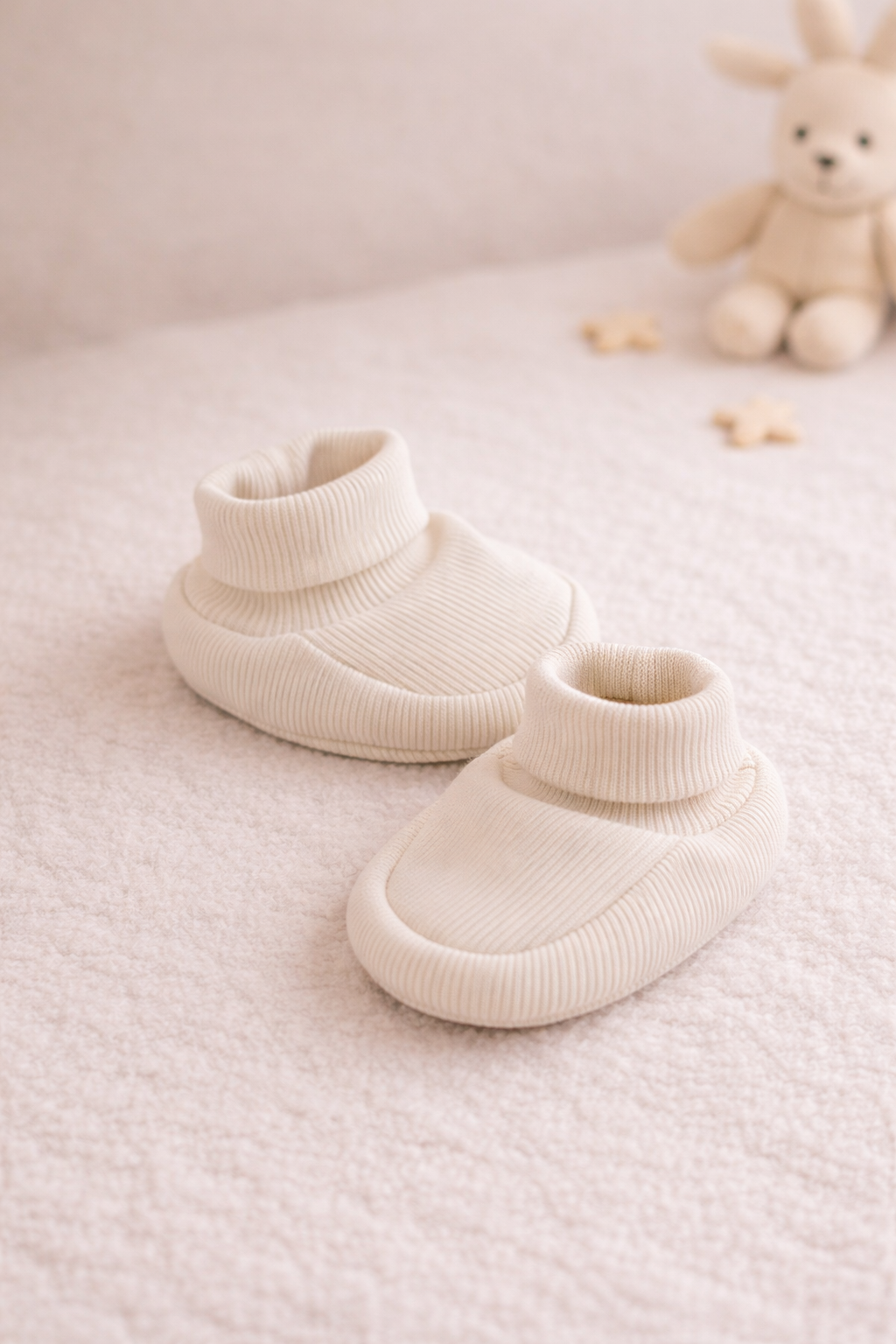 Baby Booties Beige für Neugeborene – bequem & atmungsaktiv