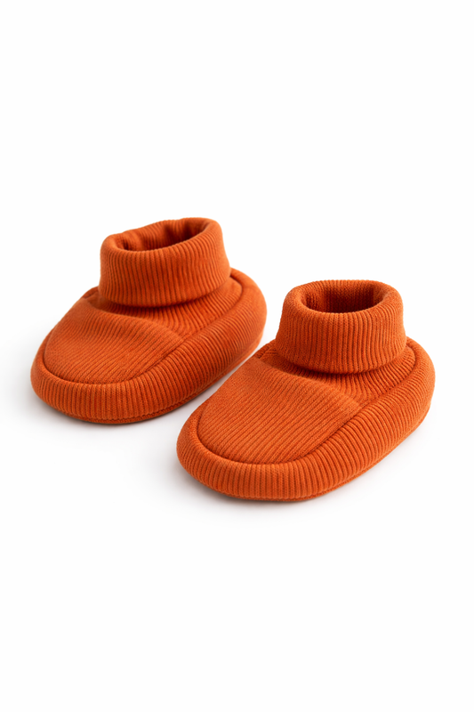 Bronze Baby Booties aus Bio-Baumwolle – weiche Babyschuhe