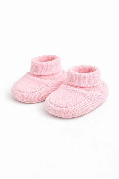 Pinke Baby Booties aus Bio-Baumwolle – weiche Babyschuhe