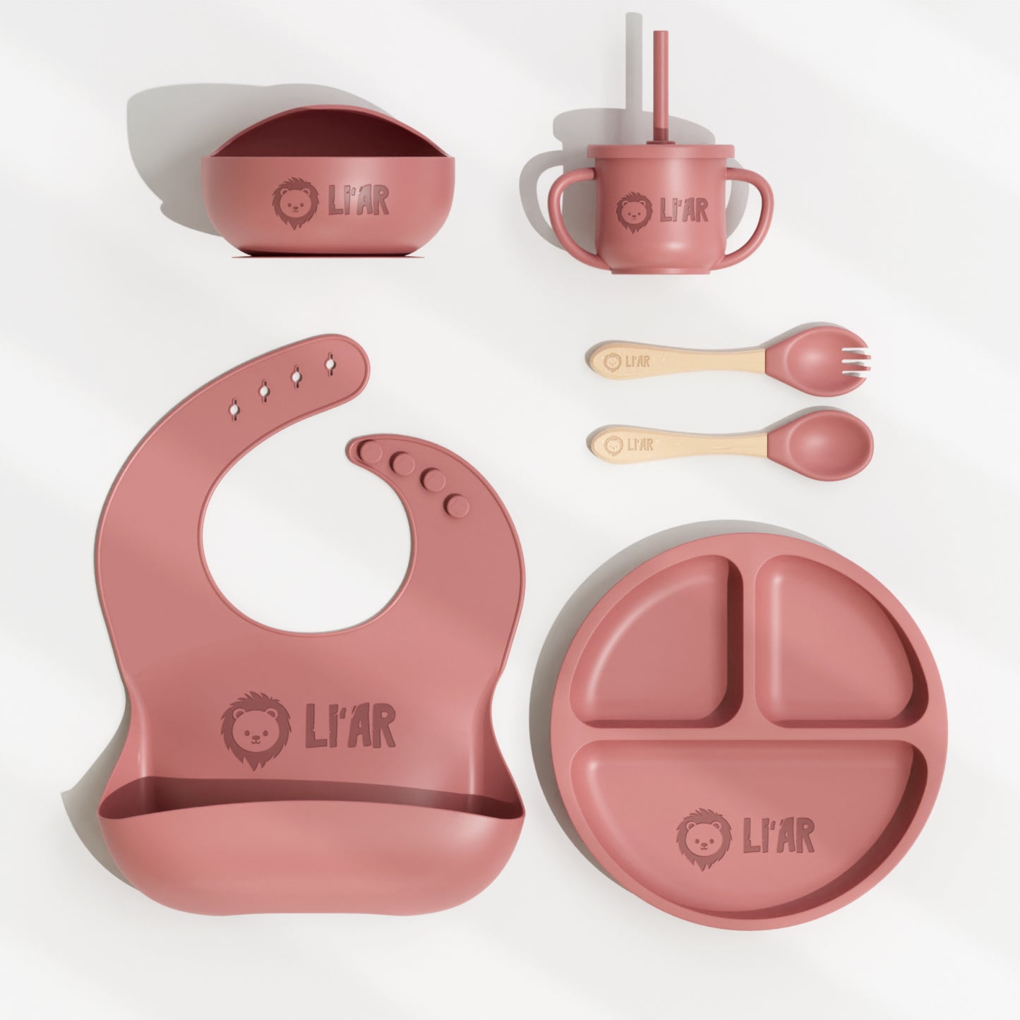 Baby Silikon Geschirr-Set Rosé