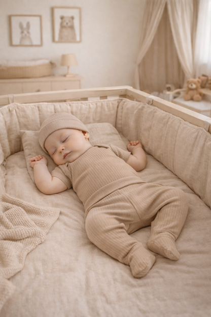 Baby trägt Teile des Newborn Sets – Komfort & Nachhaltigkeit vereint