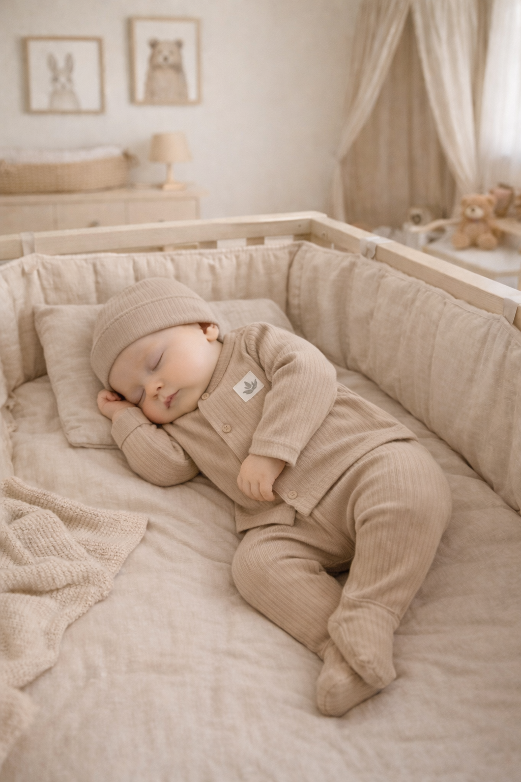 Baby trägt Teile des Newborn Sets – Komfort & Nachhaltigkeit vereint