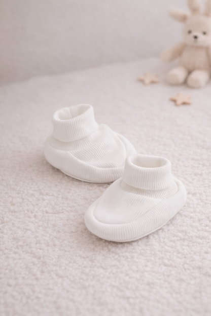 Baby Booties Weis für Neugeborene – bequem & atmungsaktiv