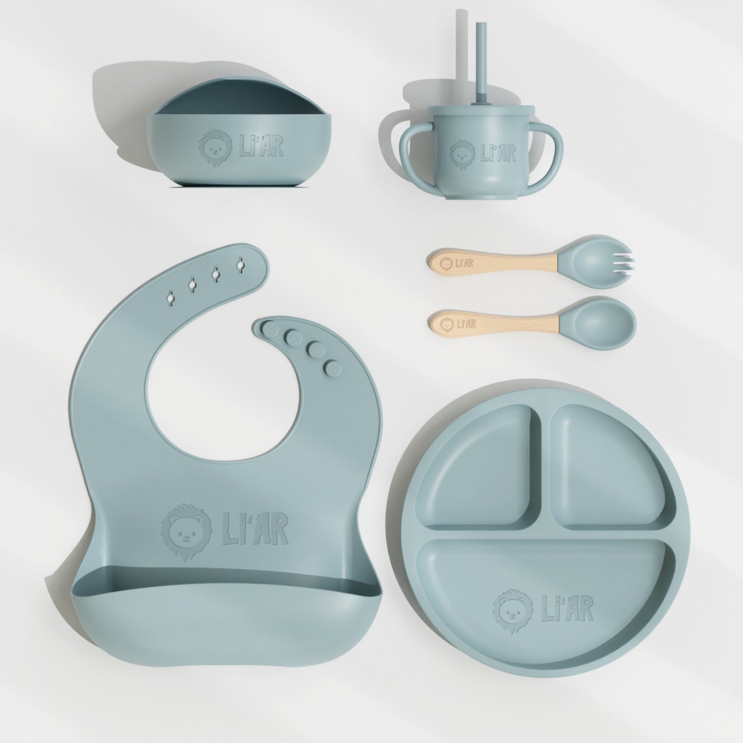 Baby Silikon Geschirr-Set Sky Blau