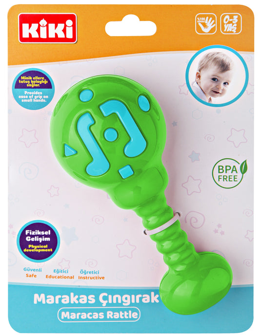 Maracas Rassel Grün mit weichen Griffen für Babys BPA Frei