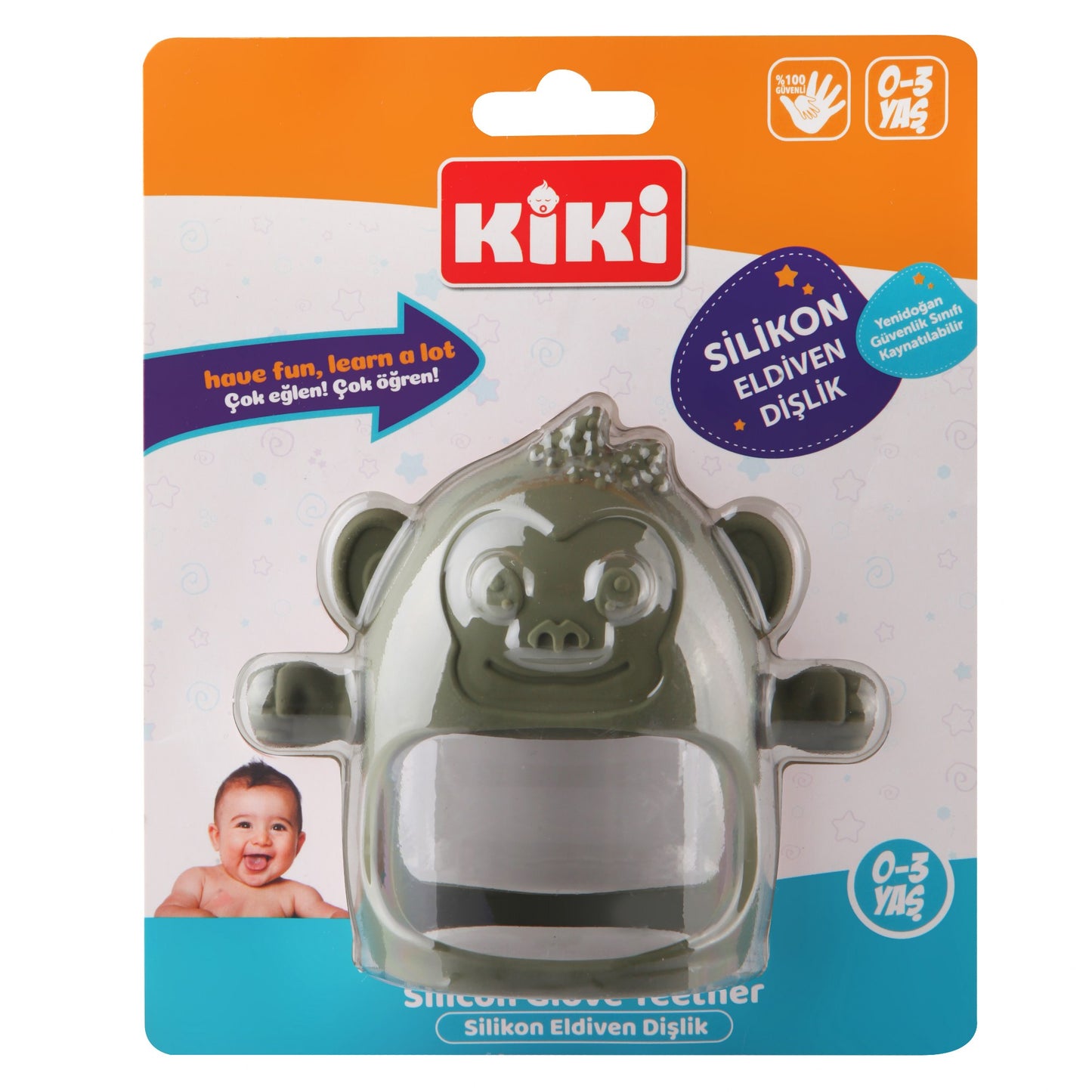 Baby Beißring Khaki Zahnungshilfe Handschuh BPA Frei