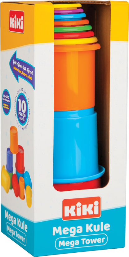 Mega Tower 10 Stapelbecher – Stapelturm, Sandspielzeug, Badewannenspielzeug, Wasserspielzeug, Motorikspielzeug