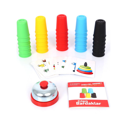 Crazy Cups Spiel für Kinder und Erwachsene, Mit 12 Speed Cups, jede menge Karten und 1 Klingel