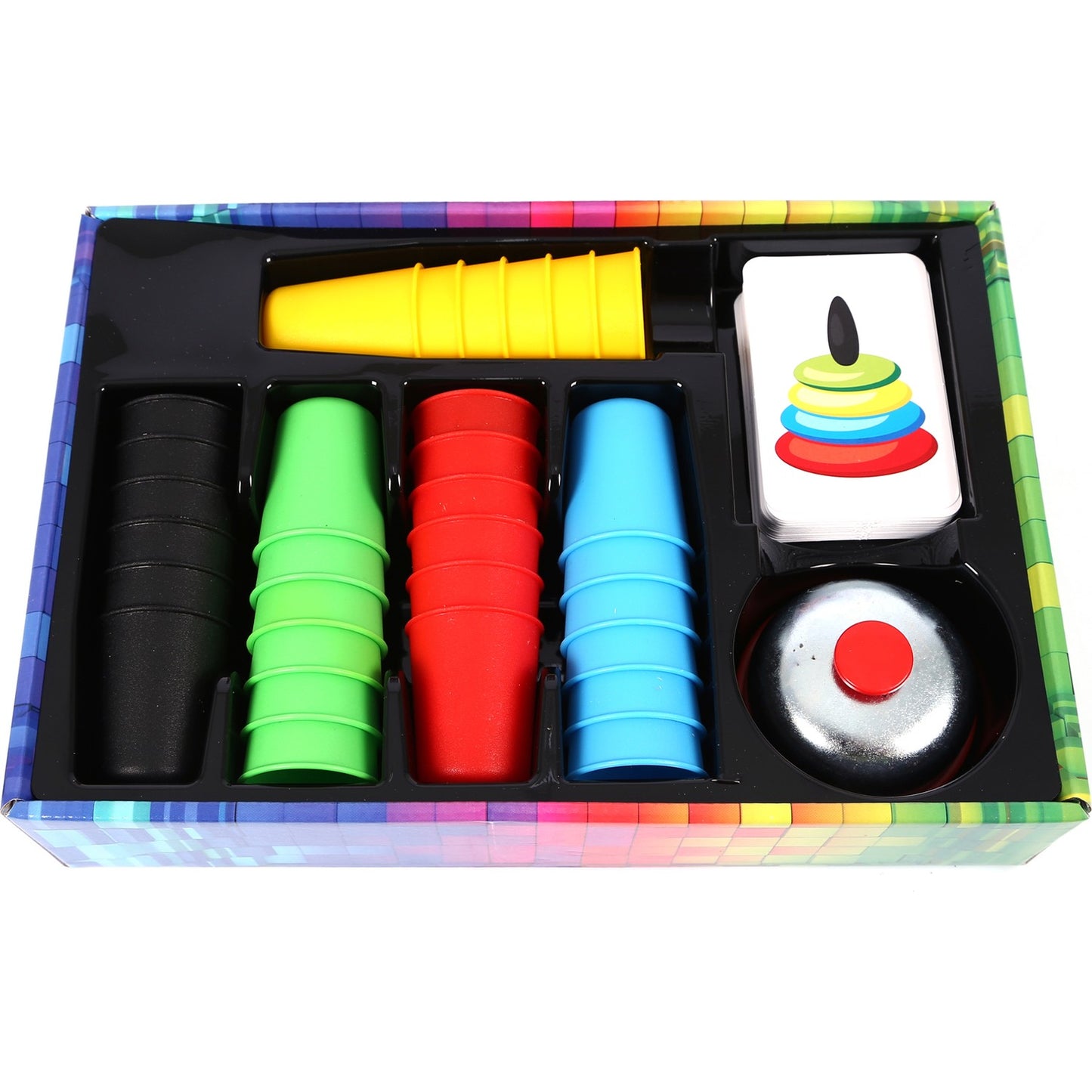 Crazy Cups Spiel für Kinder und Erwachsene, Mit 12 Speed Cups, jede menge Karten und 1 Klingel