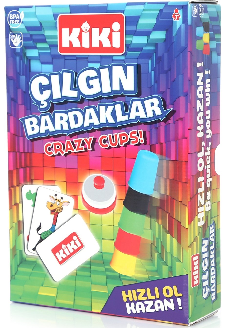 Crazy Cups Spiel für Kinder und Erwachsene, Mit 12 Speed Cups, jede menge Karten und 1 Klingel